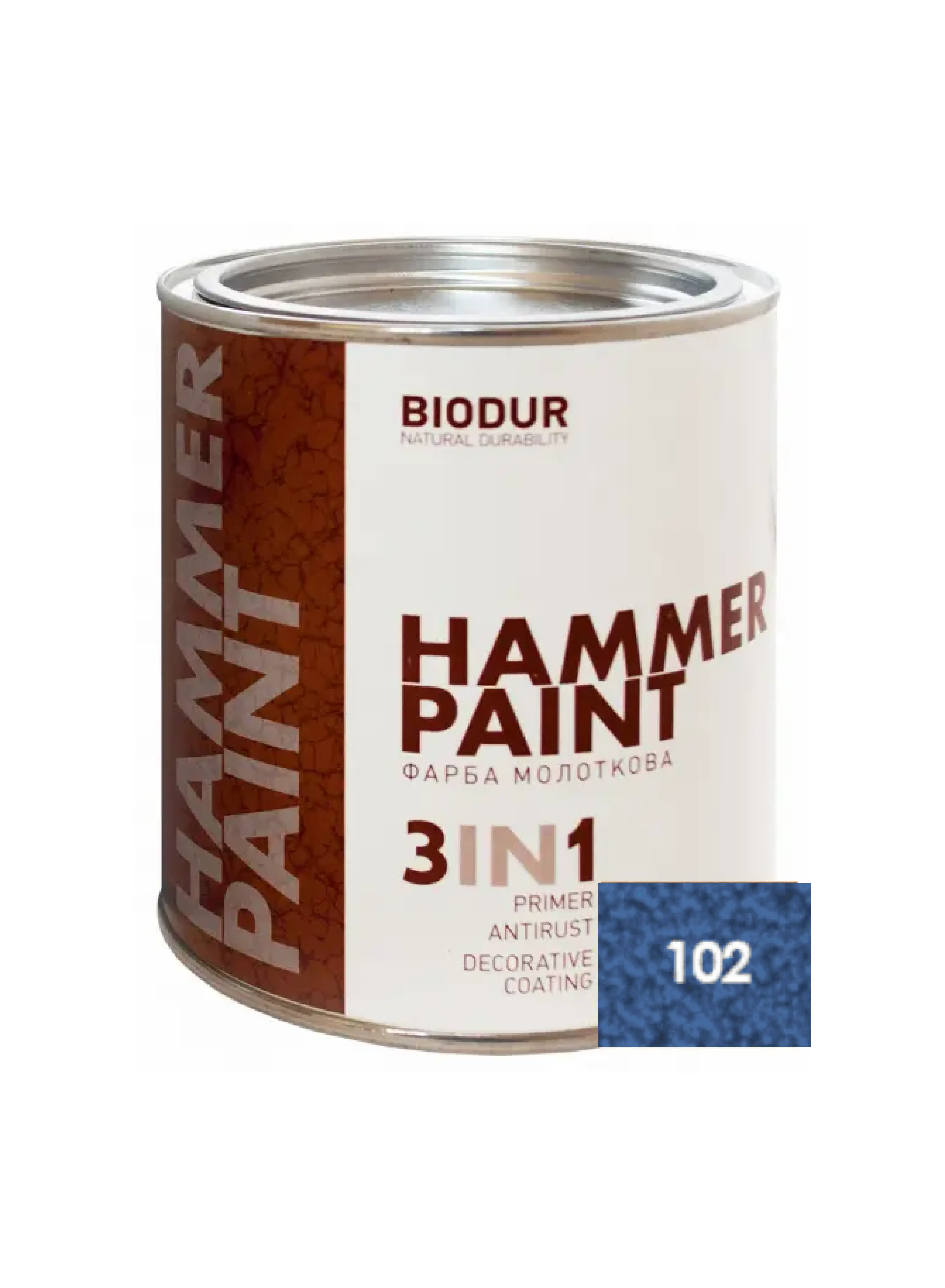Фарба 3в1 молоткова темно-синя TM "Biodur" (102, банка), 0,7 л
