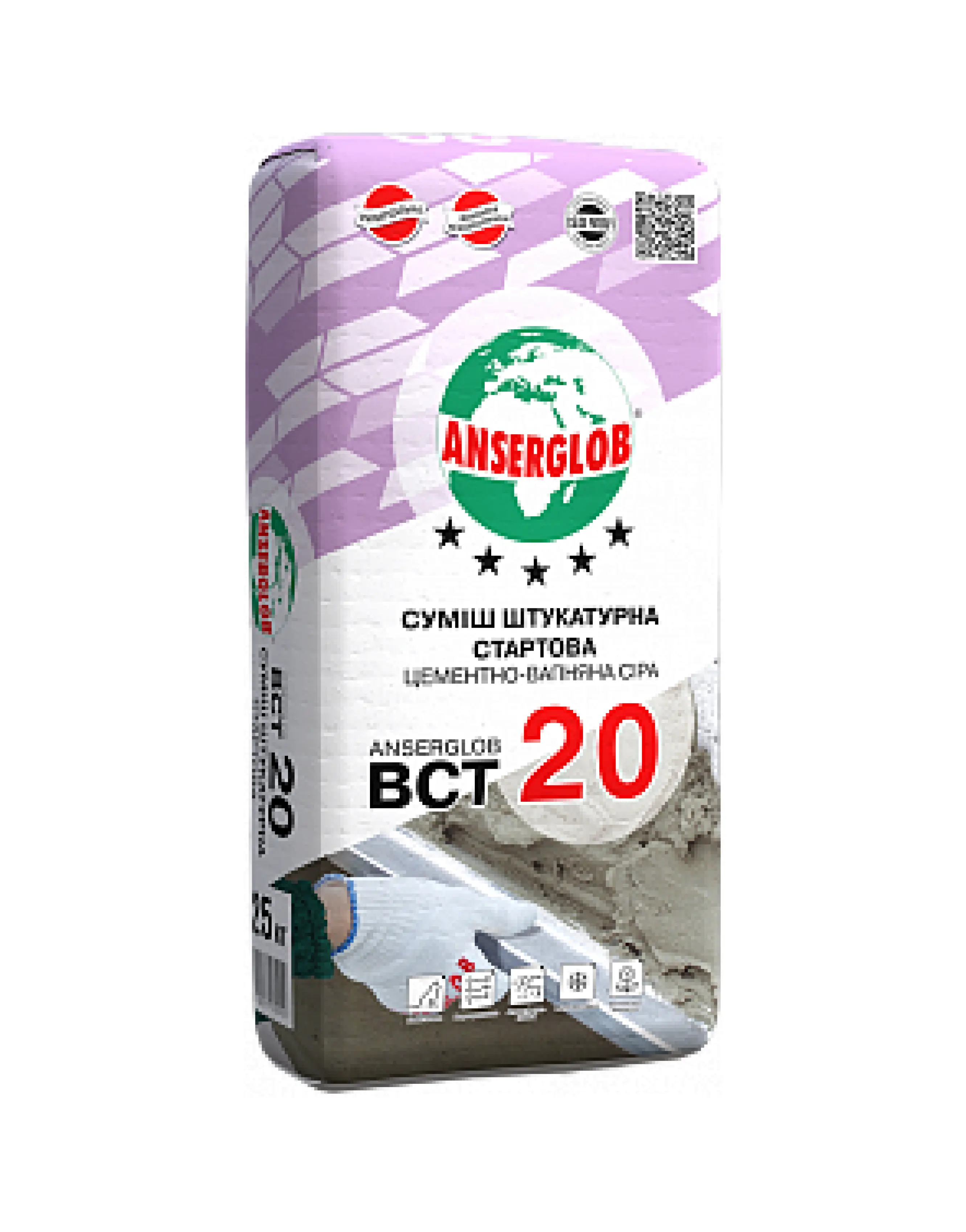 Суміш штукатурна стартова TM "Anserglob" "BCT-20", 25 кг