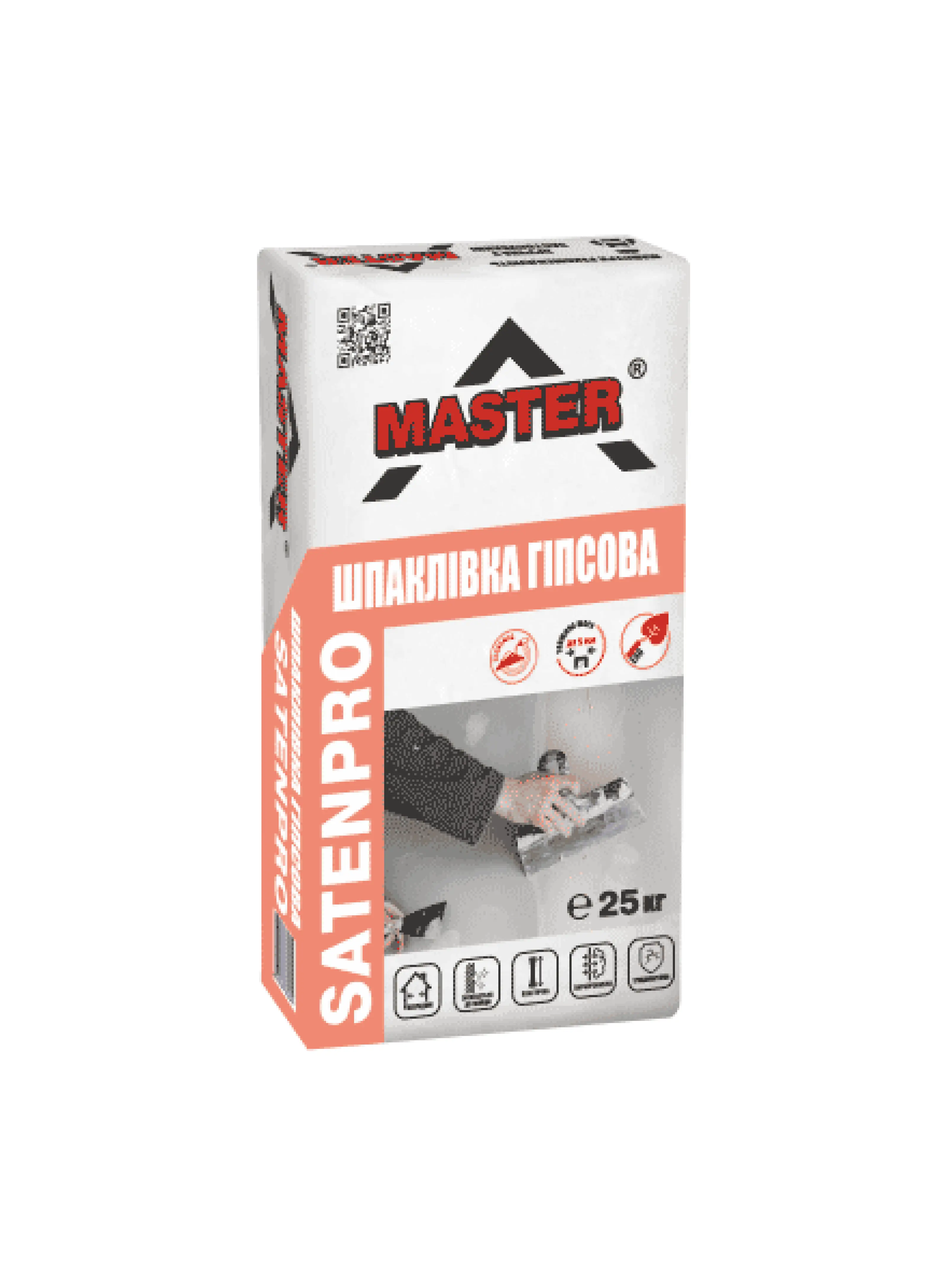 Шпатлівка гіпсова фінішна для внутрішніх робіт TM "Master" "Master-Satenpro", 25 кг