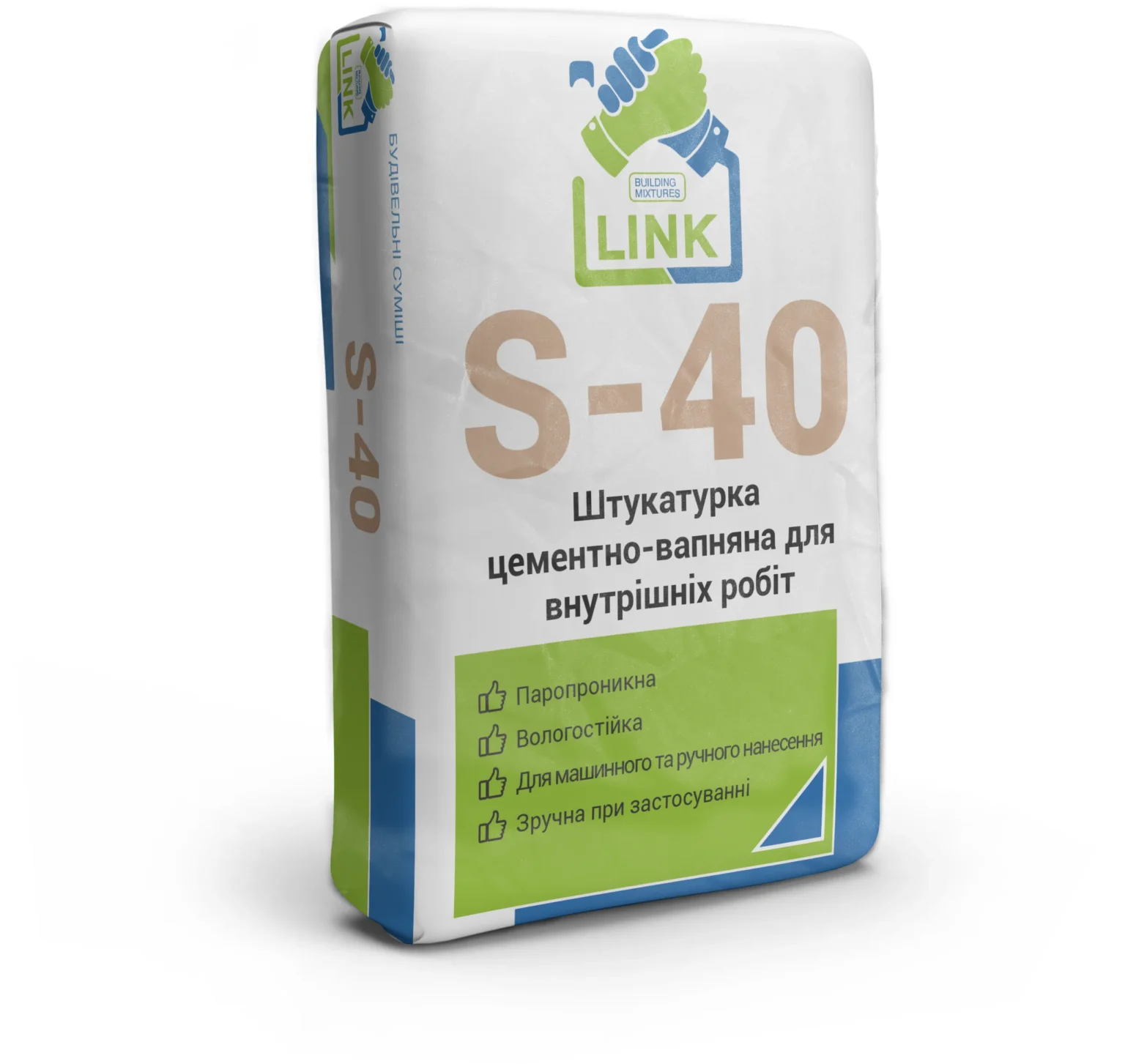 Штукатурка цементно-вапняна TM "Link" "S-40", 25 кг