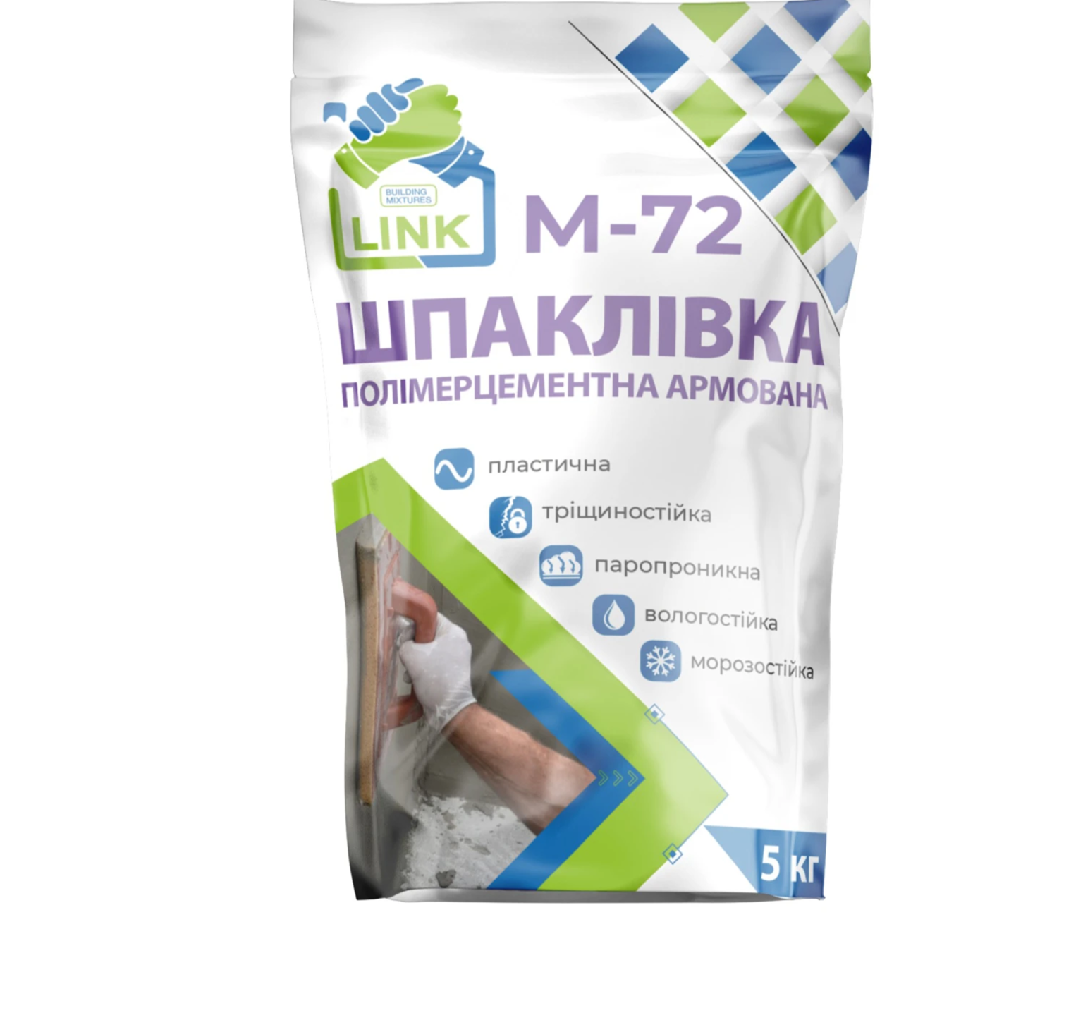 Шпатлівка полімерна армована TM "Link" "M-72", 5 кг